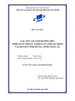 Các yếu tố ảnh hưởng đến thời gian thoát nghèo của hộ gia đình tại huyện vĩnh hưng, tỉnh long an 