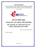 Đánh giá tác động môi trường dự án đầu tư nhà máy xử lý chất thải rắn Gia Viễn