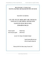 Các yếu tố tác động đến việc tham gia VIETGAP của hộ trồng thanh long tại huyện hàm thuận bắc, tỉnh bình thuận 