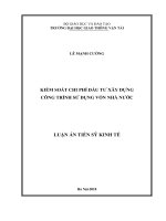 Kiểm soát chi phí đầu tư xây dựng công trình sử dụng vốn nhà nước 