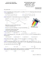 Đề thi hết học kỳ 2 toán 12 năm 2017 – 2018 trường THPT bình minh – ninh bìn