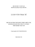 luận văn thạc sĩ MỘT SỐ GIẢI PHÁP NHẰM HOÀN THIỆN CHIẾN LƯỢC KINH DOANH CHO TỔNG CÔNG TY CỔ PHẦN  THIẾT BỊ ĐIỆN VIỆT NAM