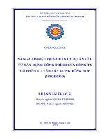 Nâng cao hiệu quả quản lý đầu tư xây dựng công trình của công ty cổ phần tư vấn xây dựng tổng hợp (nagecco) 
