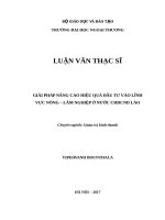 luận văn thạc sĩ GIẢI PHÁP NÂNG CAO HIỆU QUẢ ĐẦU TƯ VÀO LĨNH VỰC NÔNG – LÂM NGHIỆP Ở NƯỚC CHDCND LÀO