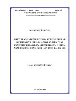 Thực trạng nhiễm HIV STIs, sử dụng dịch vụ dự phòng và hiệu quả một số biện pháp can thiệp phòng lây nhiễm HIV STIs ở nhóm nam bán dâm đồng giới 16 29 tuổi tại hà nội