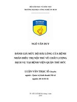 Đánh giá mức độ hài lòng của bênh nhân điều trị nội trú về chất lượng dịch vụ tại bệnh viện quận thủ đức 