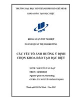 Các yếu tố ảnh hưởng ý định chọn khoa đào tạo đặc biệt  