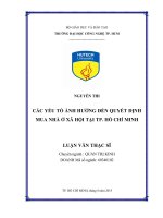 Các yếu tố ảnh hưởng đến quyết định mua nhà ở xã hội tại tp  hồ chí minh 