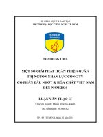 Một số giải pháp hoàn thiện quản trị nguồn nhân lực công ty cổ phần dầu nhớt  hóa chất việt nam đến năm 2020 