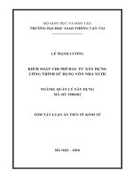 Kiểm soát chi phí đầu tư xây dựng công trình sử dụng vốn nhà nước (tt) 