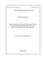 Bảo tồn và phát huy giá trị kiến trúc nhà ở truyền thống dân tộc thái tại thị xã nghĩa lộ   tỉnh yên bái (tt) 