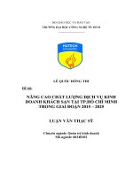 Nâng cao chất lượng dịch vụ kinh doanh khách sạn tại tp hồ chí minh trong giai đoạn 2015 2025 