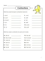 ENGLISH GRAMMAR - Contraction worksheets