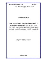 Thực trạng nhiễm HIV STIs, sử dụng dịch vụ dự phòng và hiệu quả một số biện pháp can thiệp phòng lây nhiễm HIV STIs ở nhóm nam bán dâm đồng giới 1629 tuổi tại Hà Nội (Luận án tiến sĩ)