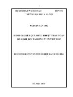 ĐÁNH GIÁ kết QUẢ PHẪU THUẬT THAY TOÀN bộ KHỚP gối tại BỆNH VIỆN VIỆT đức 