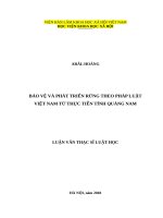 Bảo vệ và phát triển rừng theo pháp luật Việt Nam từ thực tiễn tỉnh Quảng Nam