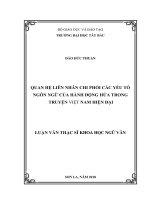Quan hệ liên nhân chi phối các yếu tố ngôn ngữ của hành động hứa trong truyện việt nam hiện đại 