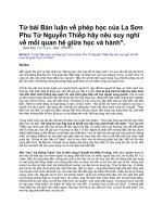 Từ bài bàn luận về phép học của la sơn phu tử nguyễn thiếp hãy nêu suy nghĩ về mối quan hệ giữa học và hành