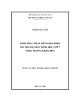 Khai thác phần mềm geogebra hỗ trợ dạy học hình học lớp 7 theo hướng khám phá 