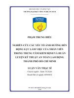 Nghiên cứu các yếu tố ảnh hưởng đến đến động lực làm việc của nhân viên trong trung tâm kiểm định và huấn luyện kỹ thuật an toàn lao động tp  hồ chí minh 