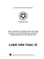 Quản lý nhà nước về vệ sinh an toàn thực phẩm đối với các cơ sở kinh doanh dịch vụ ăn uống trên địa bànThị xã Từ Sơn, tỉnh Bắc Ninh