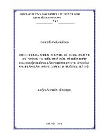 Thực trạng nhiễm HIVSTIs, sử dụng dịch vụ dự phòng và hiệu quả một số biện pháp can thiệp phòng lây nhiễm HIVSTIs ở nhóm nam bán dâm đồng giới 16 29 tuổi tại hà nội 