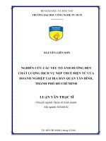 Nghiên cứu các yếu tố ảnh hưởng đến chất lượng dịch vụ nộp thuế điện tử của doanh nghiệp tại địa bàn quận tân bình TP HCM 