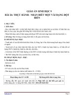 Giáo án Sinh học 9 bài 26: Thực hành nhận biết một vài dạng đột biến