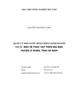 QUẢN LÝ NHÀ NƯỚC HOẠT ĐỘNG KINH DOANH THUỐC BẢO VỆ THỰC VẬT TRÊN ĐỊA BÀN  HUYỆN LÝ NHÂN, TỈNH HÀ NAM