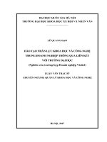 Đào tạo nhân lực khoa học và công nghệ trong doanh‬‬‬‬‬ nghiệp thông qua liên kết với trường đại học  nghiên cứu trường hợp doanh nghiệp viettel (luận văn thạc sỹ) 
