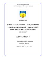 Nâng cao năng lực cạnh tranh của công ty TNHH chế tạo máy dược phẩm tiến tuấn tại thị trường indonesia 