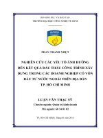 Nghiên cứu các yếu tố ảnh hưởng đến kết quả đấu thầu công trình xây dựng trong các doanh nghiệp có vốn đầu tư nước ngoài trên địa bàn thành phố hồ chí minh 