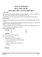 Giáo án Sinh học 9 bài 26: Thực hành nhận biết một vài dạng đột biến