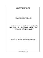 Thành ngữ có thành tố chỉ loài chó, mèo, gà, lợn trong tiếng lào (so sánh với tiếng việt) 