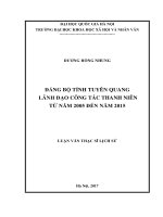 Đảng bộ tỉnh tuyên quang lãnh đạo công tác thanh niên từ năm 2005 đến năm 2015 (luận văn thạc sỹ) 