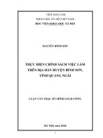 Thực hiện chính sách việc làm trên địa bàn huyện Bình Sơn tỉnh Quảng Ngãi (Luận văn thạc sĩ)