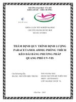 Thẩm định quy trình định lượng Paracetamol 650mg phóng thích kéo dài bằng phương pháp quang phổ UV–Vis_2