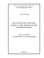 Quản lý nhà nước về viên chức giáo dục từ thực tiễn quận Lê Chân, thành phố Hải Phòng (Luận văn thạc sĩ)