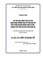 Vai trò hoạt động cho vay của Ngân hàng thương mại cổ phần đối với phát triển Doanh nghiệp nhỏ và vừa- Nghiên cứu trên địa bàn tỉnh Nghệ An_2
