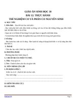 Giáo án Sinh học 10 bài 12: Thực hành thí nghiệm co và phản co nguyên sinh