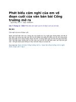 Phát biểu cảm nghĩ của em về đoạn cuối của văn bản bài cổng trường mở ra