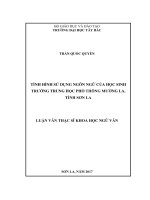 Tình hình sử dụng ngôn ngữ của học sinh trường trung học phổ thông mường la, tỉnh sơn la 