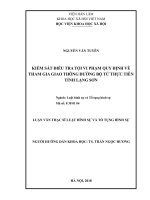 Kiểm sát điều tra tội vi phạm quy định về tham gia giao thông đường bộ từ thực tiễn tỉnh Lạng Sơn (Luận văn thạc sĩ)