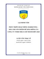 Phát triển hoạt động marketing mix cho sản phẩm mũ bảo hiểm của công ty TNHH nhựa chí thành đến 2020 