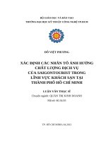 Xác định các nhân tố ảnh hưởng chất lượng dịch vụ của saigontourist trong lĩnh vực khách sạn tại thành phố hồ chí minh 