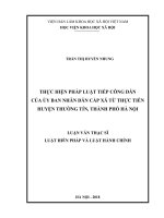 Thực hiện pháp luật tiếp công dân của Ủy ban nhân dân cấp xã từ thực tiễn huyện Thường Tín, Thành phố Hà Nội (Luận văn thạc sĩ)