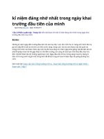 kỉ niệm đáng nhớ nhất trong ngày khai trường đầu tiên của mình