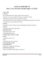 Giáo án Sinh học 10 bài 3: Các nguyên tố hóa học và nước