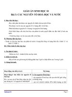 Giáo án Sinh học 10 bài 3: Các nguyên tố hóa học và nước