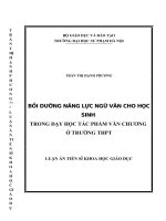 Bồi dưỡng năng lực ngữ văn cho học sinh trong dạy học tác phẩm văn chương ở trường THPT